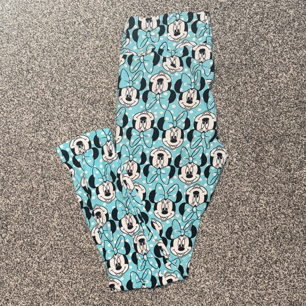 LuLaRoe Blue and Black Minnie Mouse Character Print Leggings